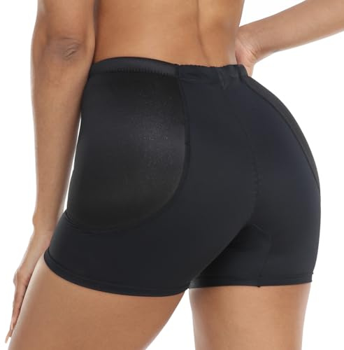 Joweechy Womens Hip Enhancer Pads Tummy Control Shapewear Shorts Underwear Slimming Butt Lift Mid Rise Sculpting Shaping Brief Knickers L,Black