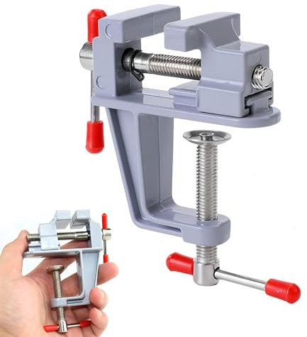 1 Pcs Bench Clamps, Universal Table Vice, Aluminium Alloy Vice, Pequeña Vise, 360 Grados de Rotación, Table Bench Vice, Mini Clamp Piana, Clamps de Trabajo Ajustables, para Fijación (Plata)
