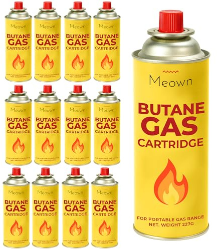 MEOWN Camping Gas Cartridges 227g – Pack of 12, Portable Gas Canisters for Outdoor Stoves, BBQs & Heaters