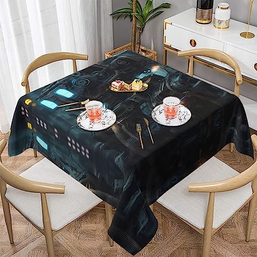 YYHHAOFA wedding Party Square Table Cloth Cover Decorations 54x54 Square Tablecloth for 30-46 Inch Home Dining Room Kitchen Decor Future Robot Pattern