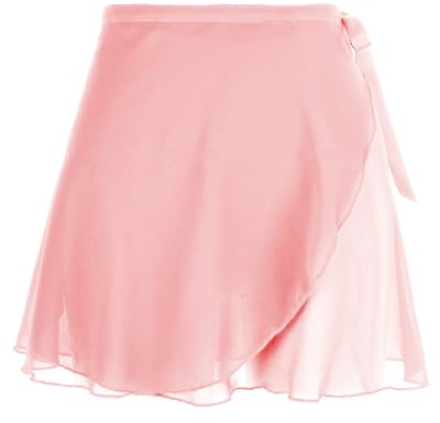 Yolev Gonna da Balletto da Donna Avvolgente in Chiffon Rosa Nebbia con Lacci in Vita Regolabili per Ginnastica e Ballo