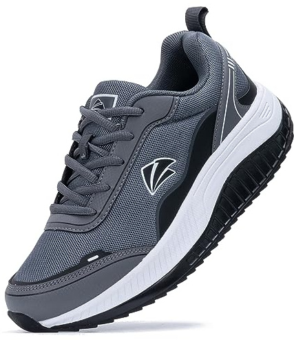 RomenSi Women's Trainers with Arch Support Walking Orthotic Shoes for Plantar Fasciitis Fashion Tennis Sneakers for Nursing Work Gym BlackGrey UK 7