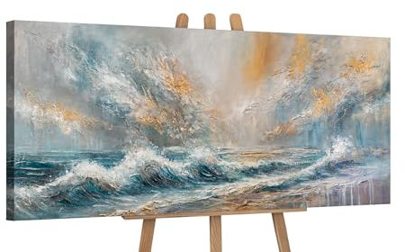 YS-Art Belle immagini acriliche paesaggi dipinti su tela dipinta a mano Murale soggiorno moderno potente decorazione per la casa Immagini ufficio vera arte famosa 115x50 cm