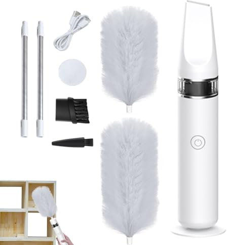 Plumón eléctrico – Plumón giratorio a 360° con mango extensible, herramienta de limpieza a batería | Cepillo giratorio para la limpieza del polvo para uso doméstico y oficina, ideal para quitar la