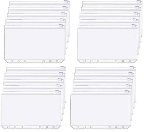 Armastuse 20 Pezzi Tasche Per Raccoglitori A5, 6 Fori Raccoglitore Sacchetto In Plastica Con Cerniera, Trasparente Impermeabile Cerniera Borsa A Fogli Mobili Per Documenti
