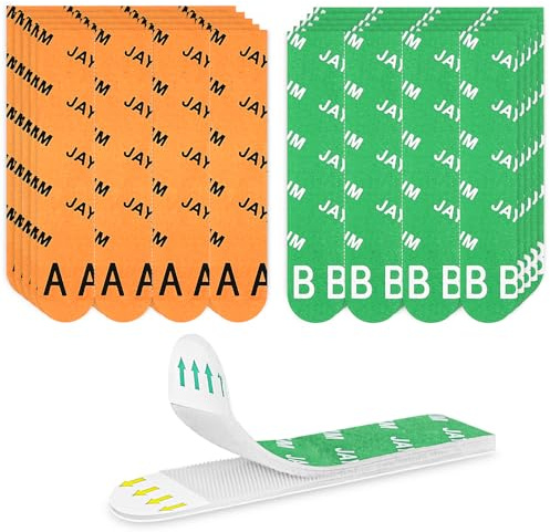 JAYZUUM Bilder Bilderhaken selbstklebend – 20 Paar XL Klebestreifen (40 Stück), Selbstklebendes Klettband, Bis 6,8 kg, Rückstandslos Entfernen, Ideal für Bilderrahmen & Fotos