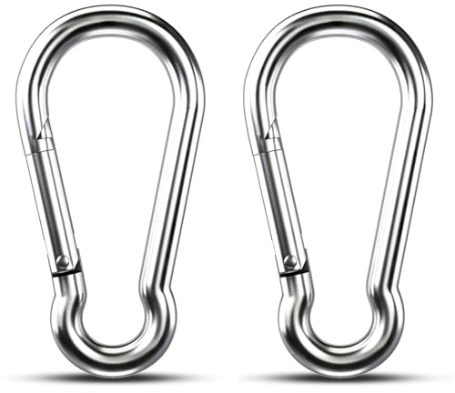 2 Stück Karabiner Edelstahl,6 x 60MM Karabinerhaken Karabiner Silber | Karabinerhaken Edelstahl,mit Belastbarkeit Von 160 KG Karabinerhaken Klein,Carabiner,für Schlüsselanhänger,Camping,Rucksack
