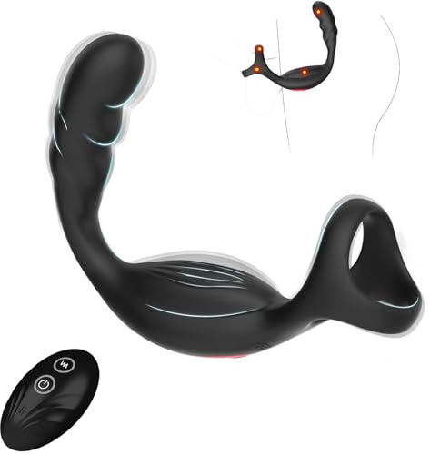 Masseur de Prostate Jouet Sexuel Anal, Vibromasseurs Anales, Vibrateur pour Pénis avec Anneau Pénien & Télécommande, Plugs Anals Vibrants-Jouet pour Adulte pour Homme (4 EN 1)