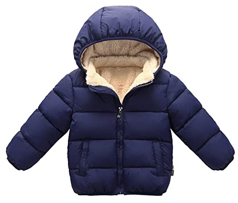 Vestes pour garçons hommes enfants tout-petits bébé garçon solide manteau à capuche d'hiver veste épaisse chaude vêtements d'extérieur vêtements tenues gilet de travail homme hiver, Marine, 5-6 ans