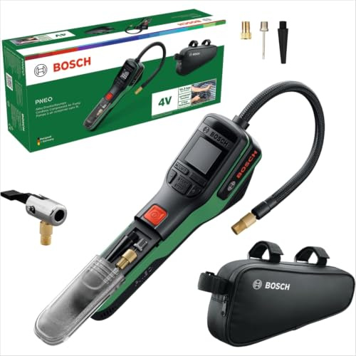 Bosch PNEO sladdlös pneumatisk pump (inkl. set med tryckadaptrar, 4V batteri och cykelväska)