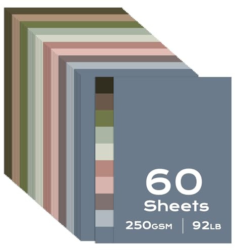 Flintronic 10 Colors Earthy Shades Cardstock A4-60 Sheets Colored Thick Card Paper 250GSM, Double Sided Coloured Paper for DIY Arts Crafts School Projects, Printing, Scrapbook, 21 x 29.7 cm