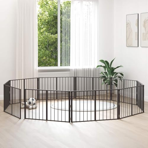 Ziaphsol kapsling set 10 stycken svart 100 x 60 cm av galvaniserat stål, vikbart panelsystem för valppip, hundpip, hundpip, hundhus, säkerhetsutrymme i huset