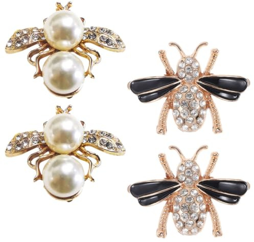 Breloques Abeille pour Chaussures Métalliques 4 Pièces Décoratives Femme | Clip Ornemental Style Abeille, Usage Fête Anniversaire, Convient à Diverses Chaussures, Lot de Quatre