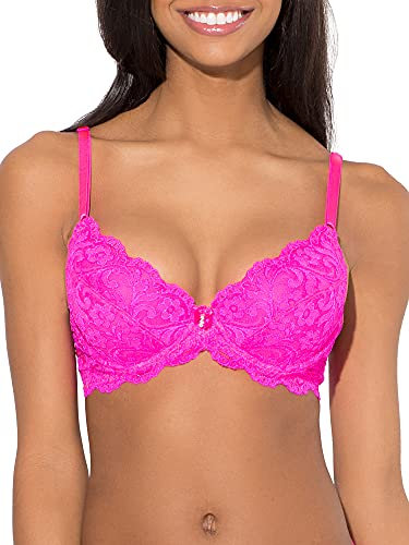 Smart & Sexy Soutien-Gorge Push-up en Dentelle Signature pour Femme, Rose Moyen., 100B