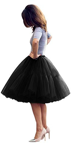 Babyonlinedress Femme Jupon Rétro Style année 50 Vintage en Tulle Audrey Hepburn Rockabilly Petticoat Tutu-18 Couleurs, Noir, Taille unique