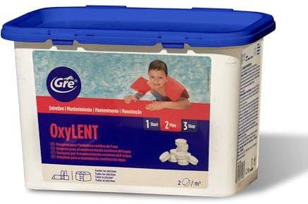 Ossigeno Attivo Gre in pastiglie da 20gr - OXI Lent kg.1,2. 1 KG Ideale per Piscina e Spa Idromassaggio