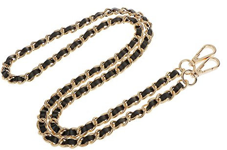sharprepublic 120cm Leder Taschenkette Taschengurt Schulterriemen Metall Strap Schultergurt Tragegurt für Damen Taschen Handtaschen - Gold + Schwarz