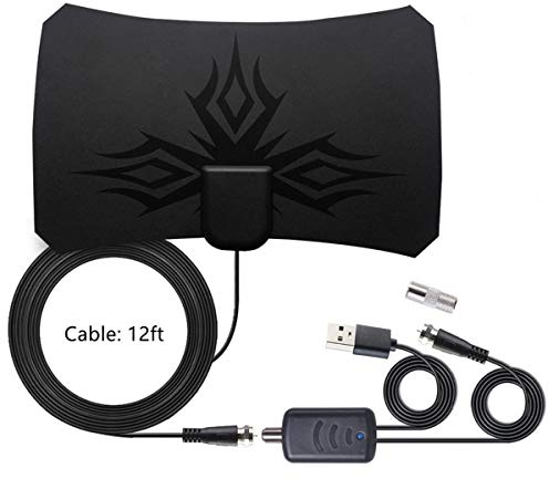 Queen.Y Antenna TV, Interna 980 Miglia Raggio Antenna TV 1080P Digitale 4K HDTV VHF UHF da Interno con Amplificatore di Segnale