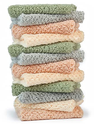 K&janet6am Microfiber Cleaning Cloth for Kitchen, 12 Pack Premium Coral Velvet Dish Cloths for Washing Dishes, Super Absorbent Coral Fleece Cleaning Cloths, Nonstick Oil Washable Fast Drying Rags