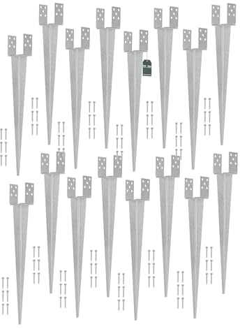 KOTARBAU® Juego de 16 soportes para postes de 0 a 120 mm, regulables, galvanizados en caliente, soporte para postes, manguito para suelo, postes de ancla, acero plateado