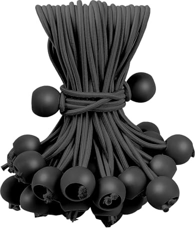 Skytened 60PCS 6inch Ball Bungee Cords, Heavy Duty Outdoor Bungee Cord with Balls, Tarp Tie Down Bungee Balls for Shelter, Camping, Cargo,Tent Poles UV Resistant（Ball Size 1 inch）