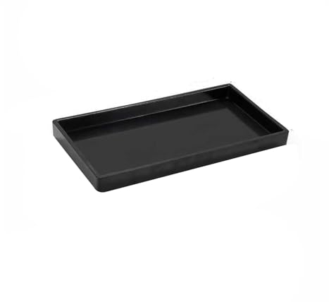 Rectangle Vanity Tray, Anti-Slip Plastic Cosmetic Jewellery Accessory Storage Trays, Multifunctional Kitchen Bathroom Tray Organiser for Dish Towel Soap(Black)