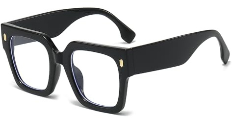 YAMEIZE Square Blue Light Blocking Glasses for Women & Men - Oversized Vintage Clear Lens Computer & Gaming Glasses