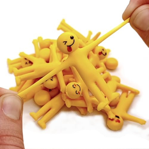 20 Muñecos Elásticos Smiley Amarillos de Goma Suave | Detalles Cumpleaños Niños Colegio, Regalitos para Invitados, Relleno Piñata Infantil, Sorpresas Fiesta Niños, Pequeños Juguetes Divertidos