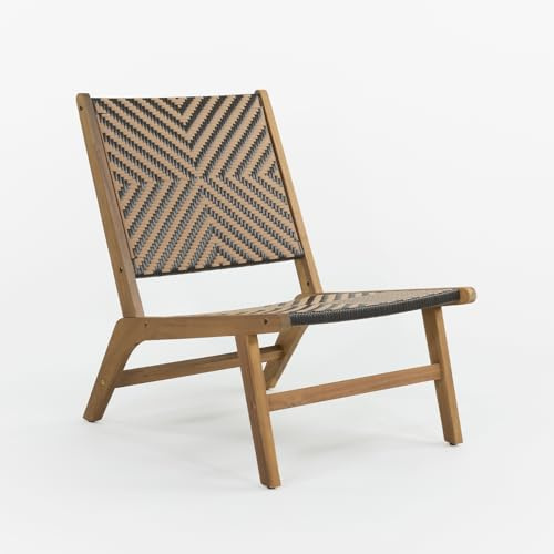 Vaukura Fauteuil en bois d'acacia et osier synthétique Idalia couleur noire