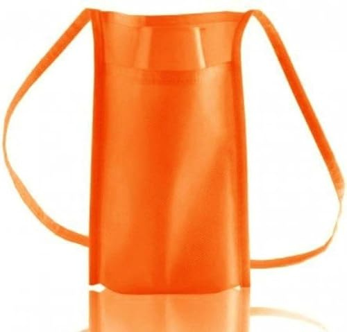 Generico 50 (Cinquanta) Pezzi PortaBicchiere porta bicchiere da Collo in TNT con Tracolla - in TNT 80 gr 18 x 22 x 10 cm Ideale per Degustazioni e Eventi! (arancione)