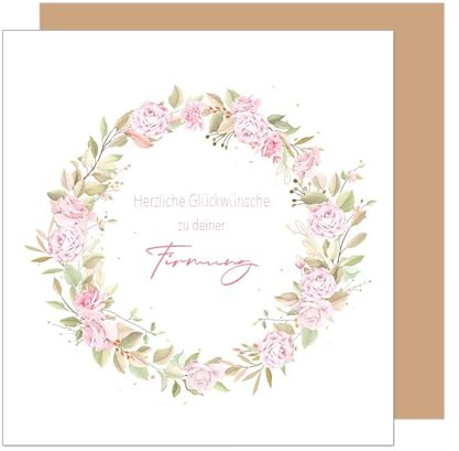 Edition Seidel Carte de vœux carrée de qualité supérieure pour confirmation - Avec enveloppe - Carte de confirmation avec inscription - Carte de vœux pour garçon et fille - Couronne de fleurs (FIQ112