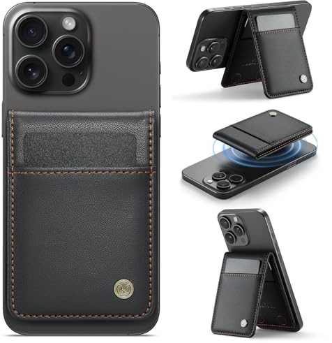 Handy Kartenhalter für MagSafe Wallet, 5 Kartenhalter, Magnetische Wallet Kompatibel MagSafe für iPhone 17/16/15/14/13/12 Pro Max Plus Serie, PU Kartenhalte, Nicht für iPhone 13/12 Mini (Schwarz)