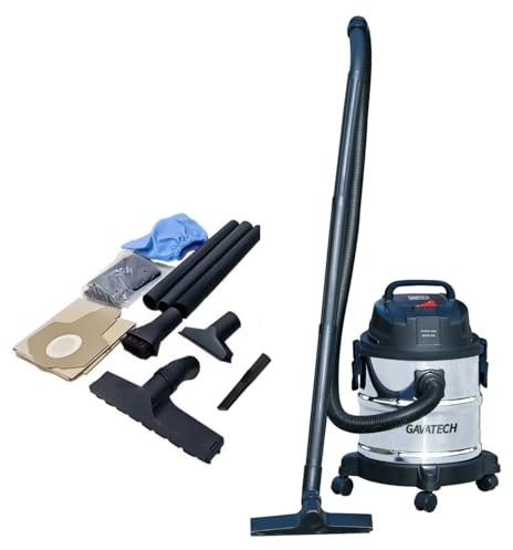 GAVATECH Aspiradora Multifunción,solidos y liquidos, 20L, 1250W, con 4 Cepillos y numerosos Accesorios. Aspiradora de humedo y seco. Funciona con Bolsa y sin Bolsa. Funcion de succion y de soplado.