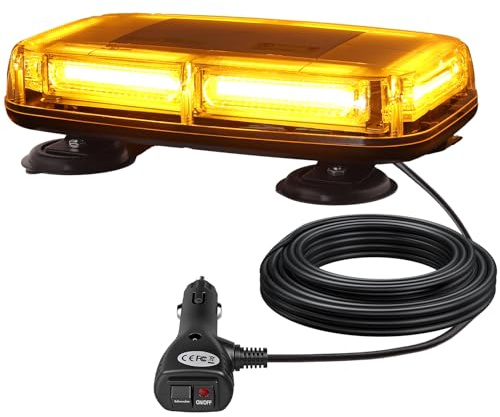 YGiTK 6-COB LED Beacon Flashing Light 60W Magnetic Amber Flashing Beacon Strobe Lights IP65 Waterproof Car Roof Top Emergency Warning Light 12V-24V with 7 Flash Modes for Car Van Truck SUV E-mark