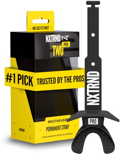 Nxtrnd Two Pro Football Mouth Guard, Permanent Strap, Fits Adult & Youth (Black)