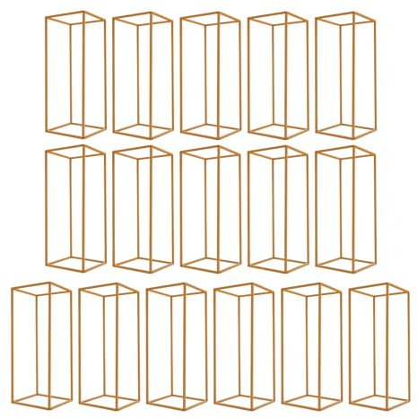 16Pcs Metal Flower Stand, 23.6inch Wedding Flower Display Stand Metal Rectangular Column Geometric Flower Stand Tall Floor Vase for Weddings Birthday Parties & Christmas Parties