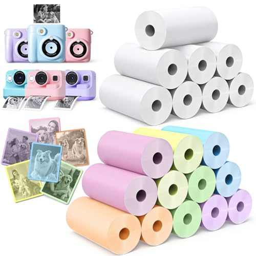 Papier Appareil Photo Enfant pour Appareil Photo Instantané Enfant 20 Rouleaux Sans BPA 5,7x2,5cm