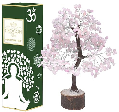 Árbol de la Vida de Cristal de Cuarzo Rosa: árbol de los Chakras para Feng Shui árbol de Piedras Preciosas Hecho a Mano árbol de de Buena Suerte Cristales curativos Rosados Piedras de Regalo