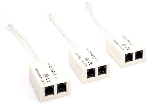 THE CIMPLE CO Modem Phone Filter, 3 Pack, DSL Splitter, 2 Wire, 1 Line, Removes Noise from Phone Lines, for Fax, Landline, Satellite, and Printer, Ivory