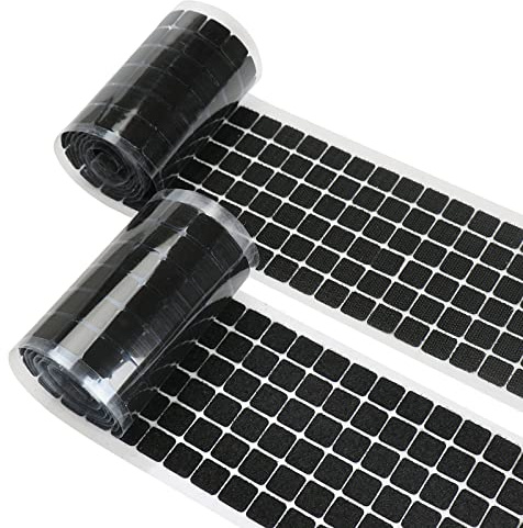 Self Adhesive Dots, 0.59 Inch Diameter 1600pcs(800Pairs) Strong Sticky Hook Tapes, Square Adhesive Back Loop Nylon Strips with Waterproof Fastener,Perfect for School Classroom,Office,DIY-Black