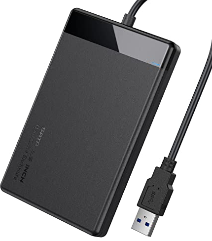 EasyULT Externes Festplattengehäuse 2.5 Zoll USB 3.0, USB 3.0 auf SATA III 5 Gbps Festplatte Gehäuse Case für 7mm 9.5mm SATA SSD HDD, Werkzeugfreie Montage, UASP Beschleunigung(Schwarz)