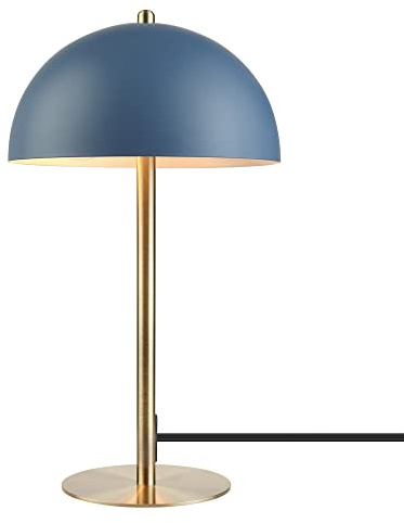 Globe Electric 52942 15 Blue Desk Lamp with Brass Accents, in-Line On/Off Rocker Switch, Ideal for Bedroom, Office Decor, Home Essentials, Reading Light, LED Bulb Compatible