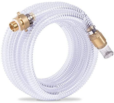 VONROC Saugschlauchset für Wasserpumpen/Spiralsaugschlauch - 7m x 25mm, 1'' - Universal