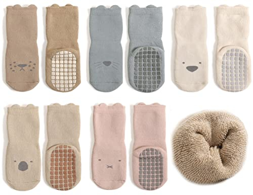 Exemaba Baby Socken Anti Rutsch Dicke - 5 Paar Winter Warme Kleinkinder Rutschsocken Krabbelsocken für Mädchen Jungen(A1,M/1-3 Jahre)
