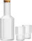 ALINK Caraffa per acqua da comodino in vetro con coperchio e tazze in vetro, caraffa in vetro a costine per comodino, 765,4 g, brocca per acqua in vetro scanalato vintage – trasparente