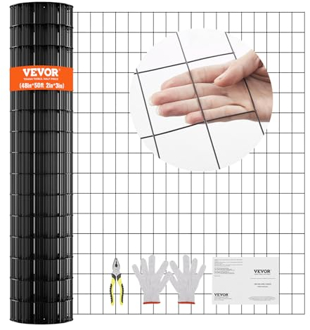 VEVOR Rollo de malla de alambre galvanizado 1220x15240 mm Malla de alambre para pollos calibre 16, malla metálica recubierta de vinilo para cercas de gallineros, cercas de serpientes para conejos