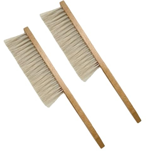 WAXCMXYH Imkerbürste für Imker, natürliches Rosshaar, Bienenbürste mit Holzgriff, zweireihige Imkerbürste, Bienenstock-Werkzeug, Imkerausrüstung, 2 Stück