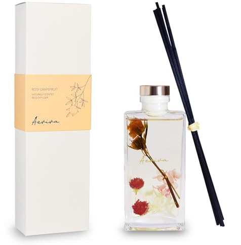 Aeviva Reed Diffuser Set, 147.9 ml Glass Bottle, Pink Grapefruit Fragrance Oil Diffuser, House Fragrance with Reed Sticks for Bedroom, Office, Bathroom Shelf Decor and Gifts
