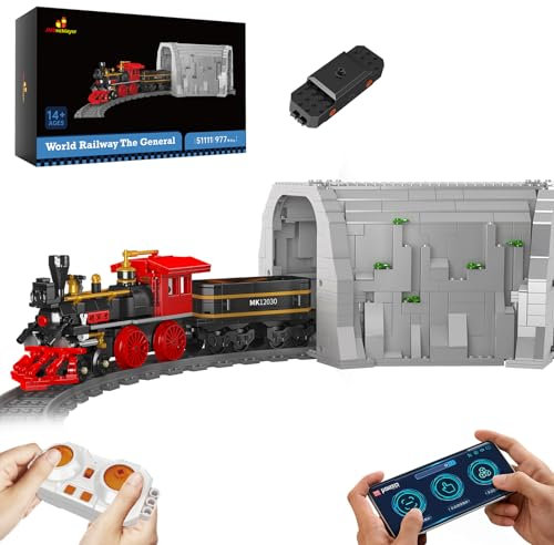 JMBricklayer RC Train Building Set, City Building Toy with Train Tracks and Tunnel, 51111 Steam Locomotive Model Kit for Play Display or Collection, Gift for Kids Boys Girls adults