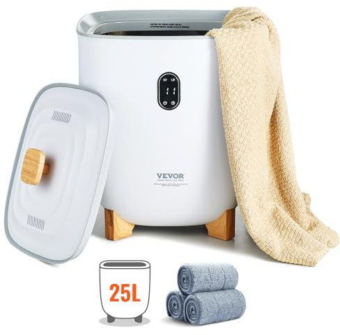 VEVOR Calentador de Toallas 25 L con Pantalla LED y Columnas Calefactoras en Parte Inferior Calentador de Toallas Inteligente con Temporizador Ajustable para Baño, Manta y Pijama, Apagado Automático